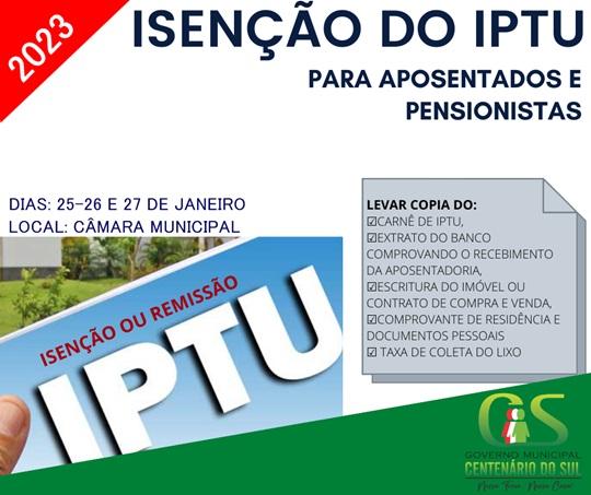 IPTU 2023 – Prefeitura de Centenário do Sul começa a distribuição do carnê de IPTU. Aposentados e pensionistas tem até 27 de janeiro para pedir a isenção